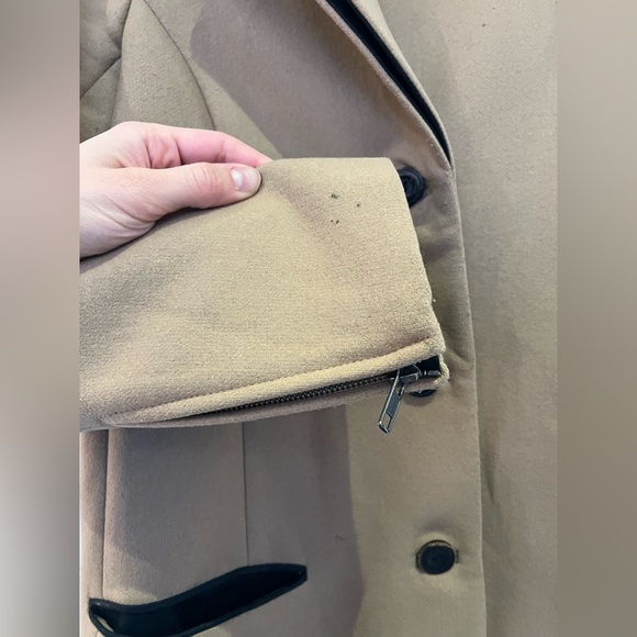 THEORY - camel wool jacket with leather detailing (size medium) - Picture 5 of 7